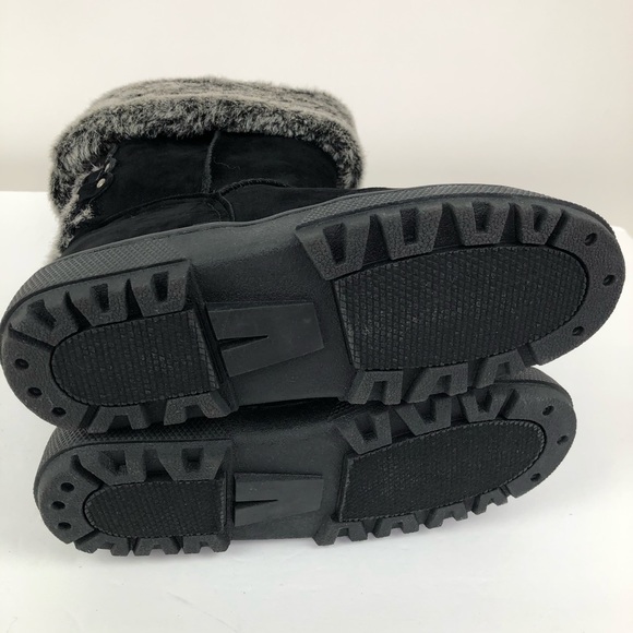 Rampage Albie Mid Calf Boots Black Faux Fur Sz 6 - Picture 7 of 8